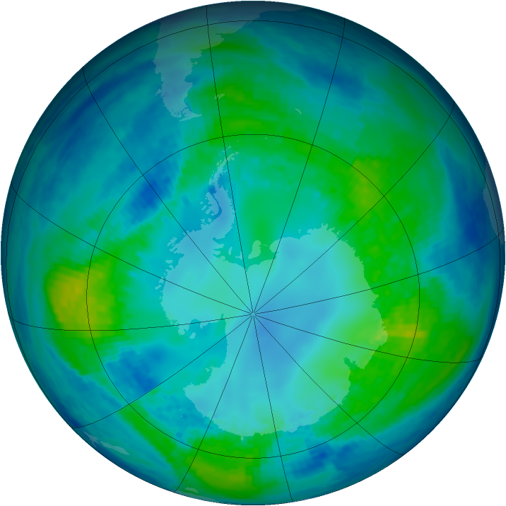 Antarctic ozone map for 30 April 2004